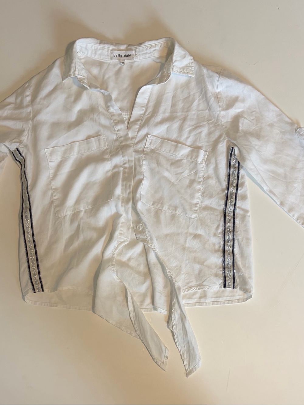 Bella Dahl White Top with Subtle Stitch Detail